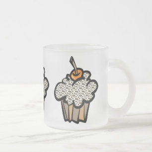 Taza De Cristal Esmerilado cupcake de estampado de leopardo