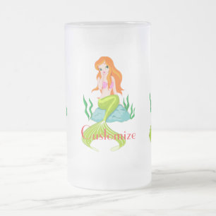 Taza De Cristal Esmerilado Cura de la sirena de cabeza roja Thunder_Cove