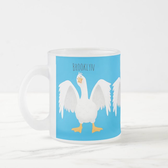 Taza De Cristal Esmerilado Curioso ilustracion de personalizado ganso domésti (Izquierda)