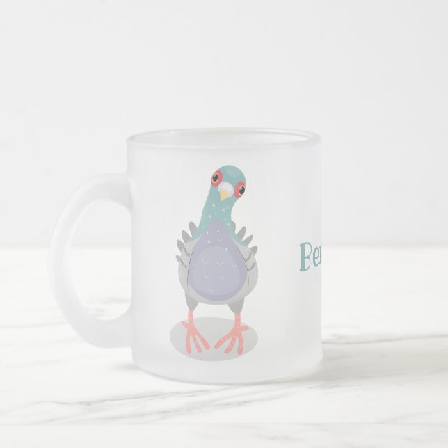 Taza De Cristal Esmerilado Curioso ilustracion personalizado de palomas (Izquierda)