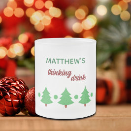 Taza De Cristal Esmerilado Custom Name Funny Thinking Drink Christmas Trees