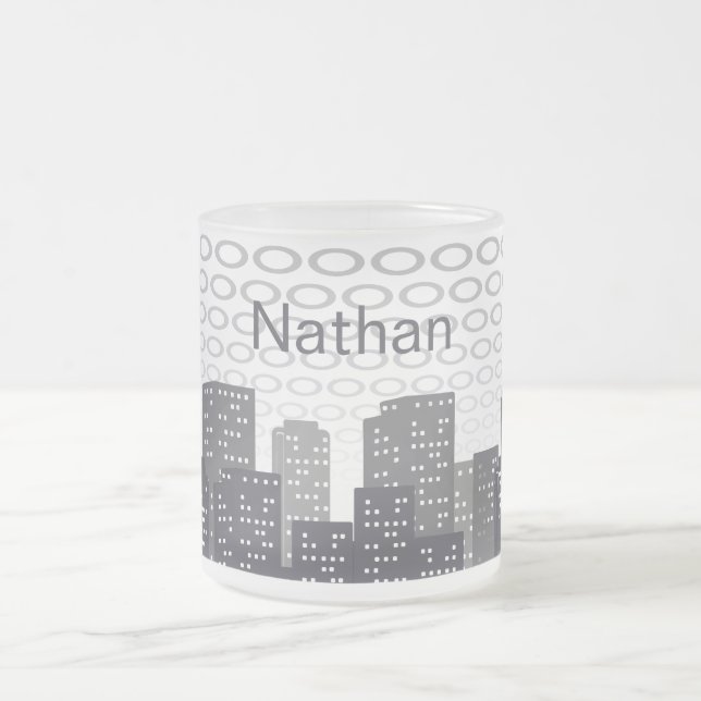 Taza De Cristal Esmerilado Custom Urban Cityscape Shades of Grey Personalised (Centro)
