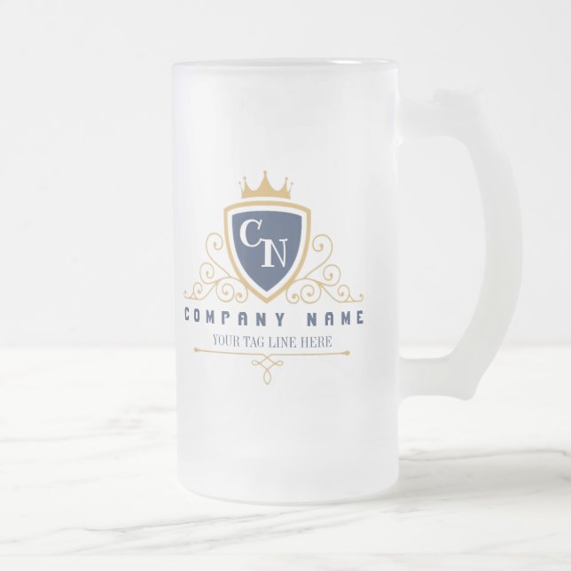 Taza De Cristal Esmerilado Customize Luxury hotel business or restaurant logo (Derecha)