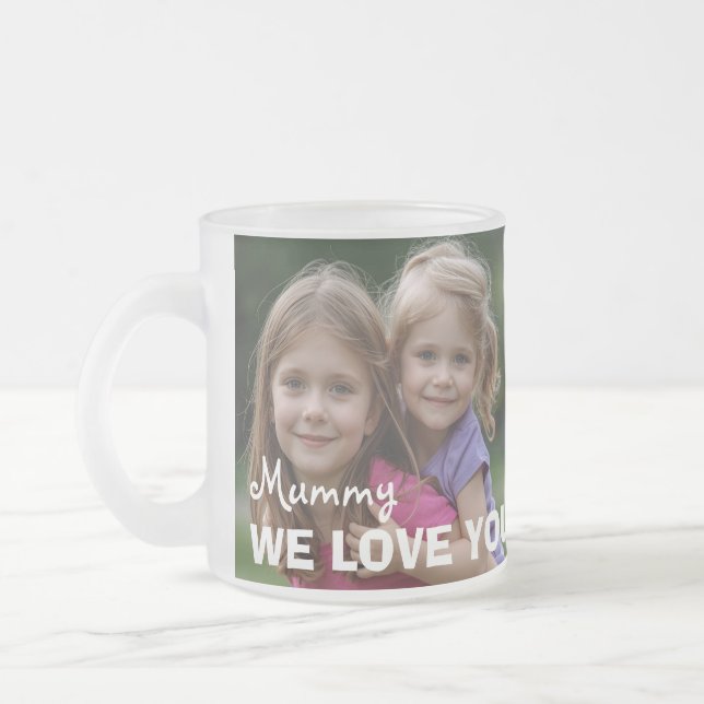 Taza De Cristal Esmerilado Customized with 2 and text (Izquierda)