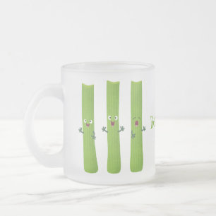 Taza De Cristal Esmerilado Cute apio palitos trio verduras personalizados