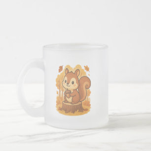 Taza De Cristal Esmerilado Cute ardilla y café portátil Mug