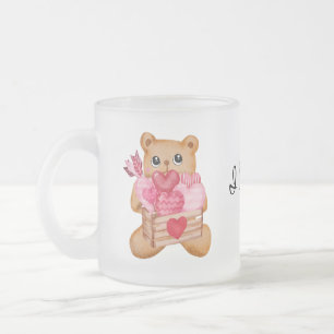 Taza De Cristal Esmerilado Cute bear in love full of love