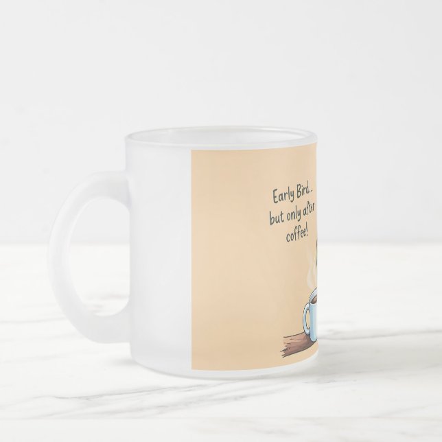 Taza De Cristal Esmerilado Cute Bird Coffee Mug for Early Birds  (Izquierda)