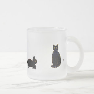 Taza De Cristal Esmerilado Cute Black Cats Kitty