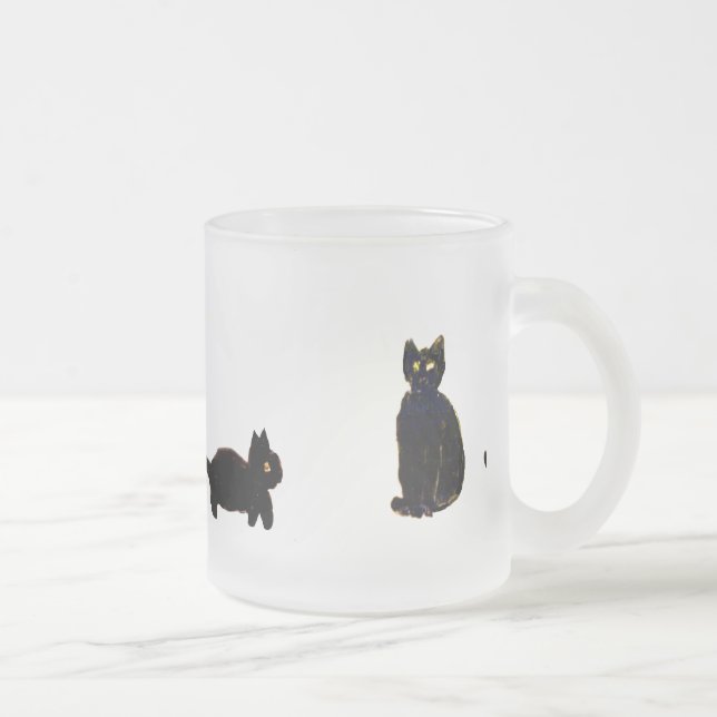 Taza De Cristal Esmerilado Cute Black Cats Kitty (Derecha)