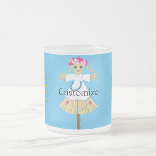 Taza De Cristal Esmerilado Cute Blonde Pigtails Scarecrow