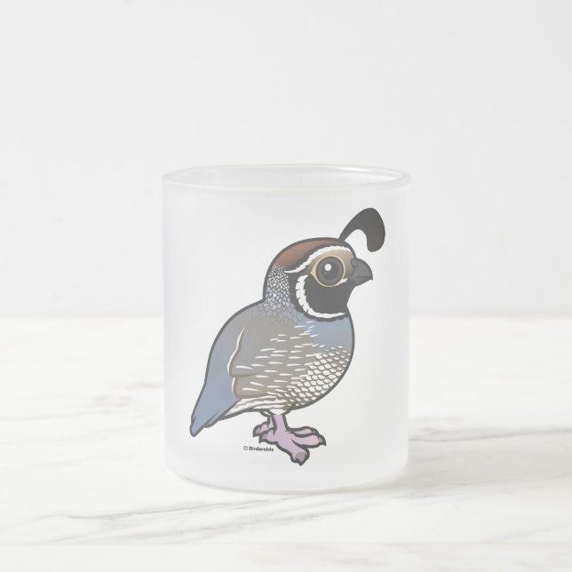 Taza De Cristal Esmerilado Cute California Quail (Centro)