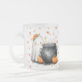 Taza De Cristal Esmerilado Cute Ghost Candy Personalizado Cauldron