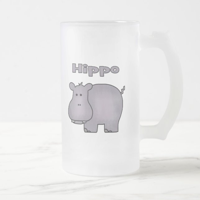 Taza De Cristal Esmerilado Cute Hippo (Derecha)