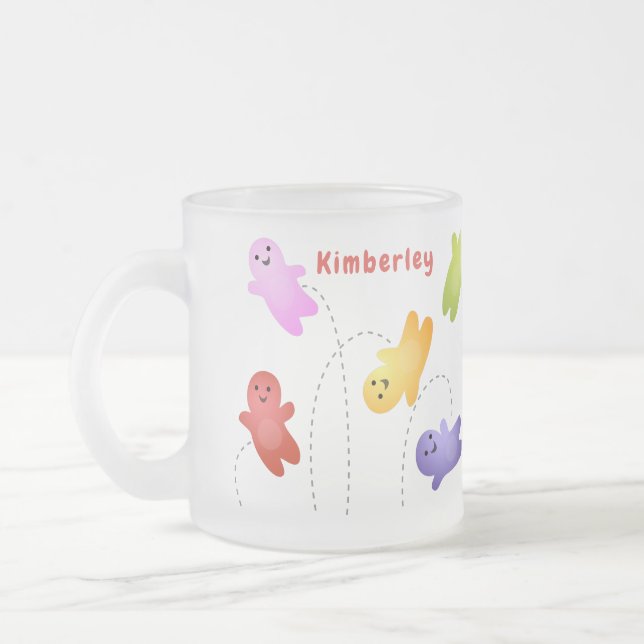 Taza De Cristal Esmerilado Cute jelly bebés dulces personalizado (Izquierda)