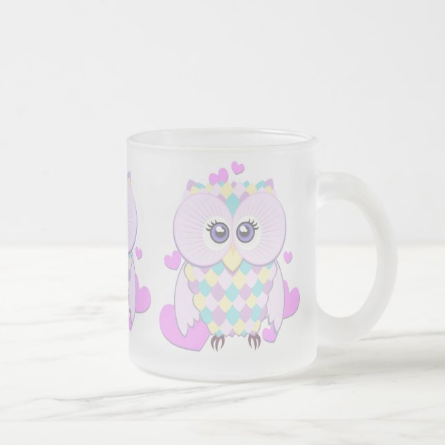 Taza De Cristal Esmerilado Cute Owl (Derecha)