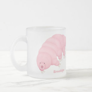 Taza De Cristal Esmerilado Cute pink tardigrade water bear cartoon 