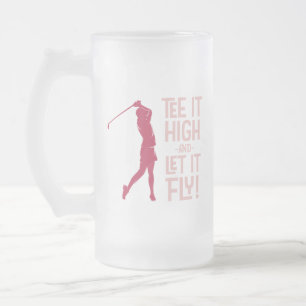 Taza De Cristal Esmerilado Cute Tee de Golf para Mujeres Humor Divertido Depo