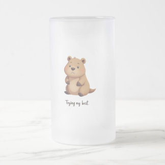 Taza De Cristal Esmerilado Cute tired capybara