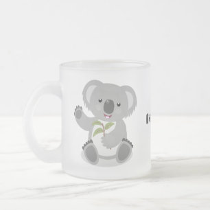Taza De Cristal Esmerilado Cuto feliz koala saludando al ilustracion personal