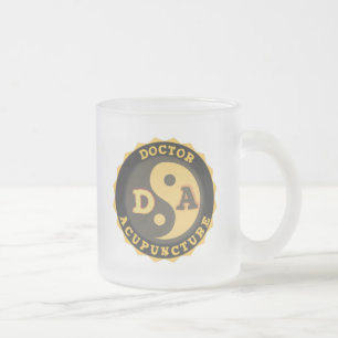 TAZA DE CRISTAL ESMERILADO DA LOGO YIN YANG LOTUS FLOWER MÉDICA ACUPUNCTURA