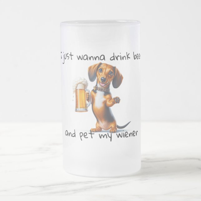 Taza De Cristal Esmerilado Dachshund (Centro)