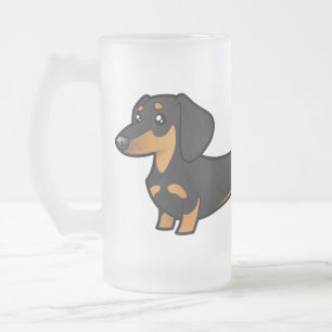 Taza De Cristal Esmerilado Dachshund del dibujo animado (capa lisa)