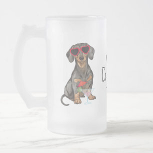 Taza De Cristal Esmerilado Dachshund del verano