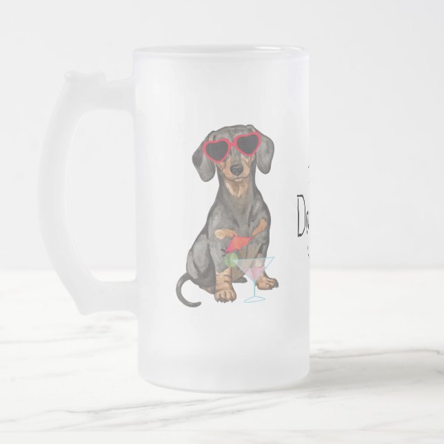 Taza De Cristal Esmerilado Dachshund del verano (Izquierda)