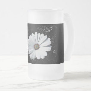 Taza De Cristal Esmerilado Daisies y tonos grises