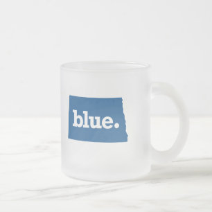 TAZA DE CRISTAL ESMERILADO DAKOTA DEL NORTE ESTADO AZUL