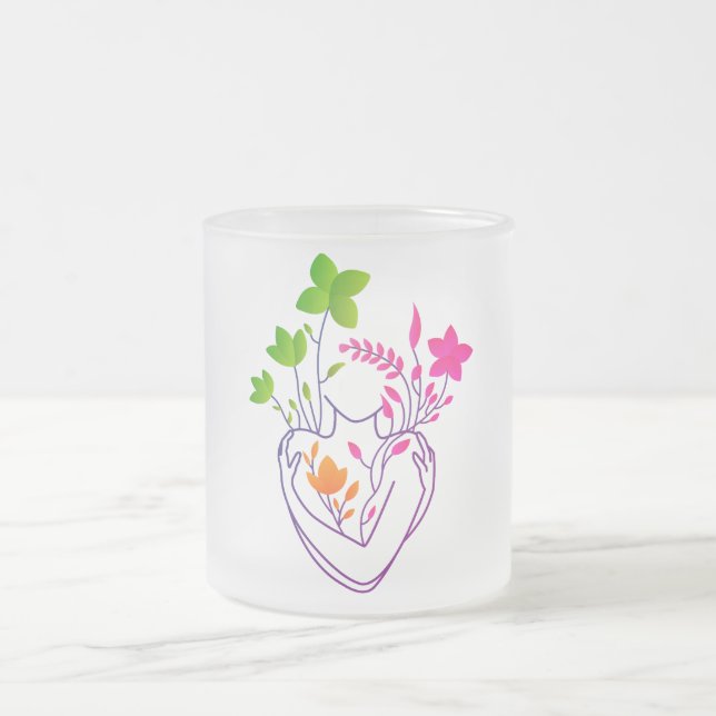 Taza De Cristal Esmerilado Dama de flores - Edición de luz brillante (Centro)