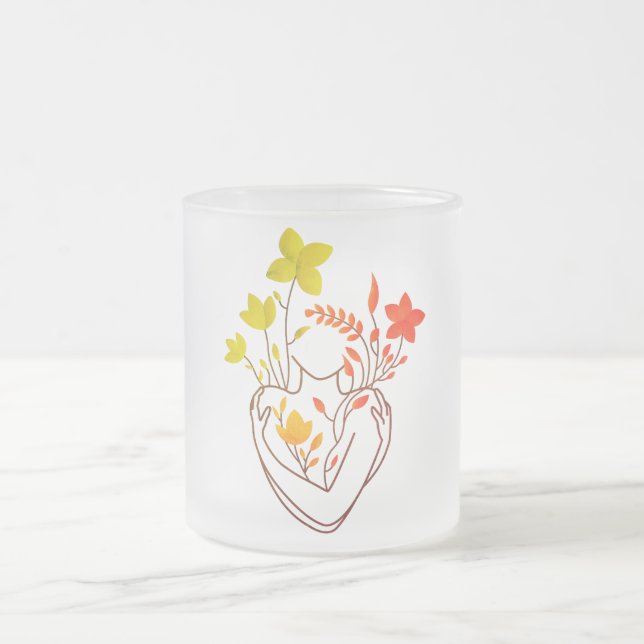Taza De Cristal Esmerilado Dama de flores - Edición retro (Centro)