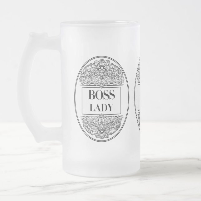 Taza De Cristal Esmerilado Dama de Jefe - Empoderamiento elegante (Izquierda)