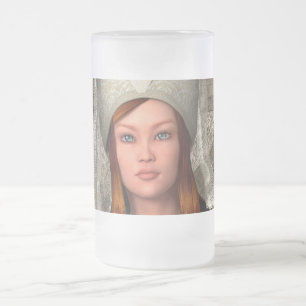 Taza De Cristal Esmerilado Dama Medieval