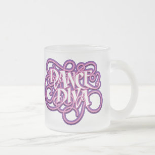 Taza De Cristal Esmerilado Dance Diva Frosted Glass Coffee Mug