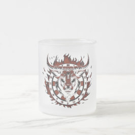 Taza De Cristal Esmerilado Dartscheibe Feuer Stier Bulle Spezialdesign