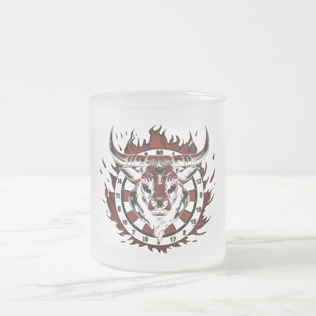 Taza De Cristal Esmerilado Dartscheibe Feuer Stier Bulle Spezialdesign (Centro)
