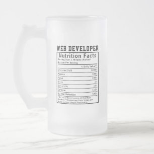 Taza De Cristal Esmerilado Datos Nutricionales Divertidos para Desarrolladore