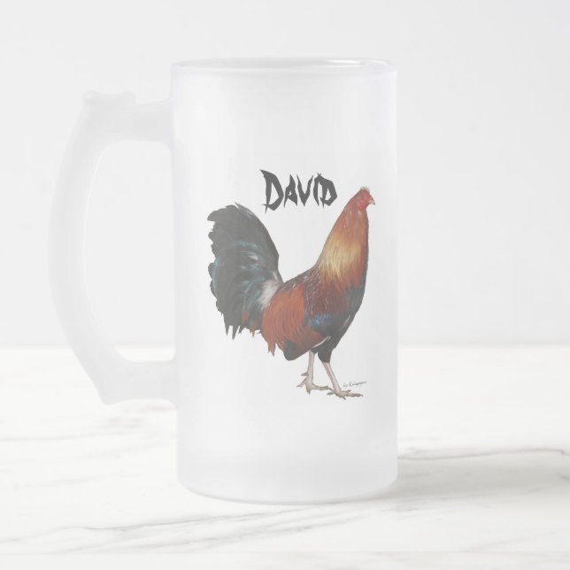 Taza De Cristal Esmerilado David Rooster Beer Mug (Izquierda)