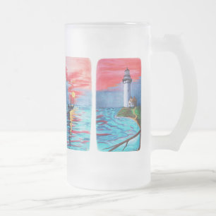 Taza De Cristal Esmerilado De sirenas del faro