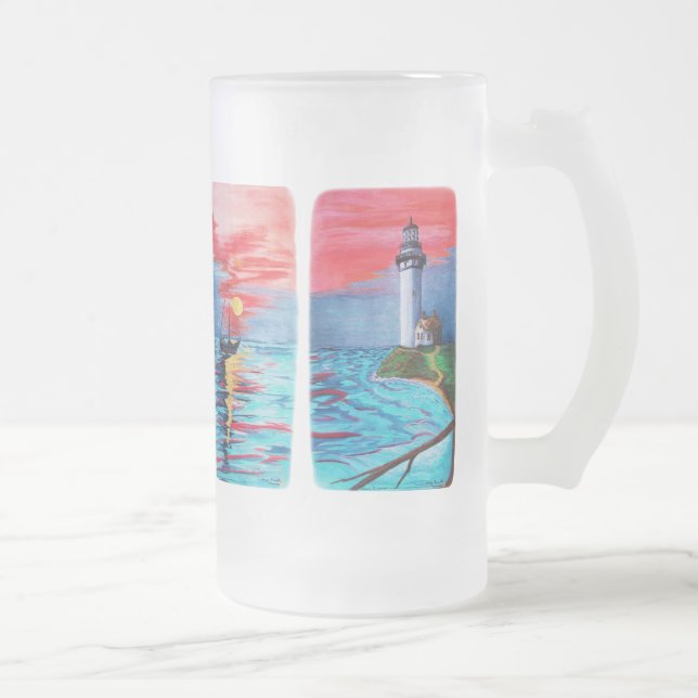 Taza De Cristal Esmerilado De sirenas del faro (Derecha)