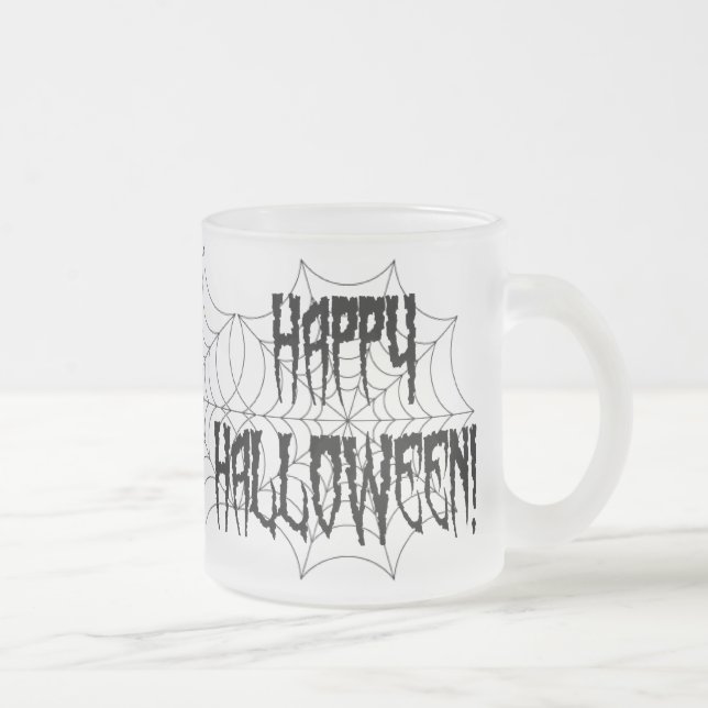 Taza De Cristal Esmerilado Dedos de araña y web de Halloween (Derecha)