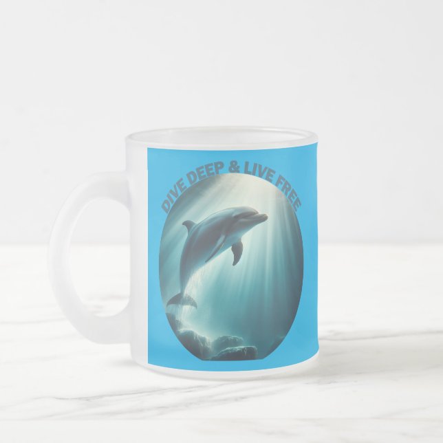 Taza De Cristal Esmerilado Deep Live Free Dolphin (Izquierda)