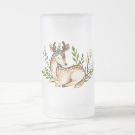Taza De Cristal Esmerilado Deer acuarela de bonito que baja el Boho