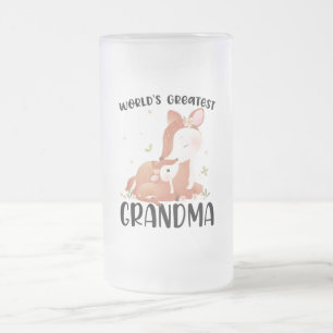 Taza De Cristal Esmerilado Deer Doe y la abuela más grande del mundo