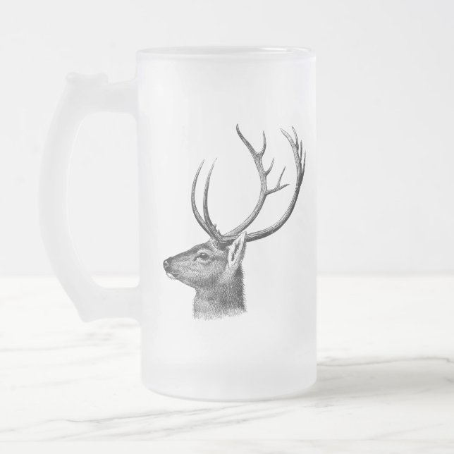 Taza De Cristal Esmerilado Deer Head Silhouette (Izquierda)