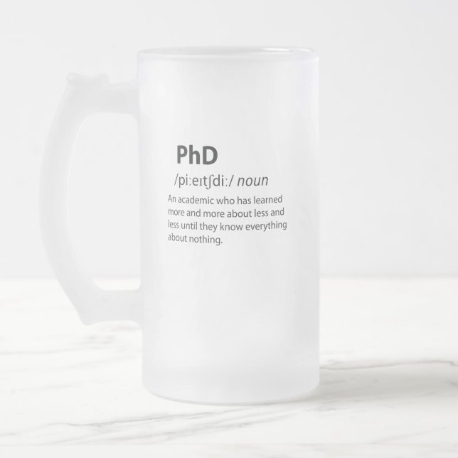 Taza De Cristal Esmerilado Definición de diccionario divertida de PhD (Izquierda)