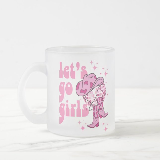Taza De Cristal Esmerilado Dejemos a los Chicas Cowgirl Bachelorette personal (Izquierda)