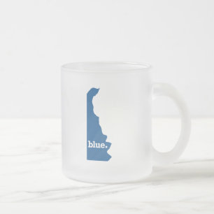 TAZA DE CRISTAL ESMERILADO DELAWARE ESTADO AZUL